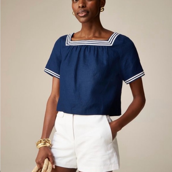 J. Crew Tops - J. Crew Square-Neck Sailor Top. Linen. NWT